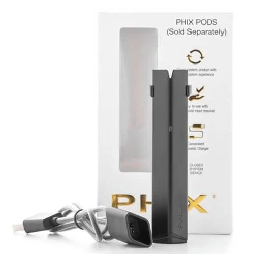 PHIX VAPE by MLV cihaz, manyetik şarj kablosu ve kutusu — podlar ayrı satılır